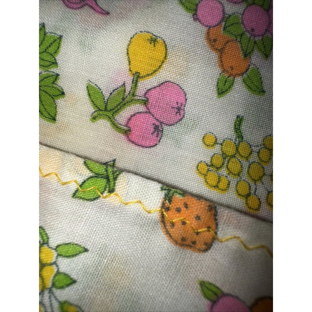 Vintage MCM Bright Fruits Vegetables Cloth Napkin Set Of 6 Handmade Retro Kitsch - Picture 8 of 12